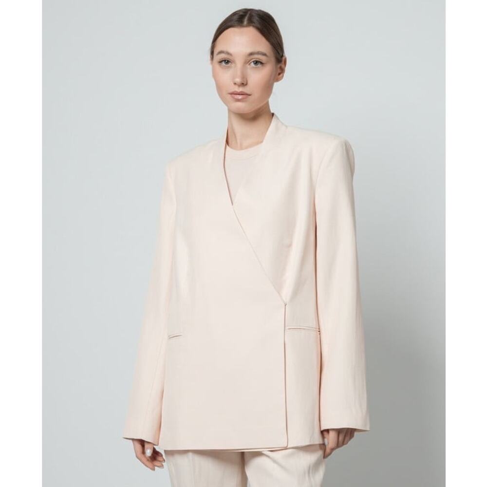 Loulou Studio Lahari Blush Pink Linen Blend Open Blazer Jacket S NWT